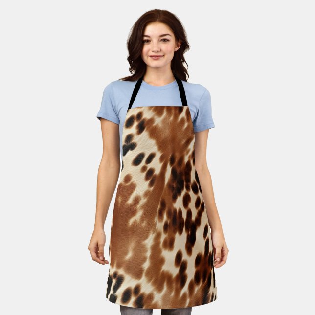 Delantal Cowboy Cream Brown Black Piel de vaca (Gastado)