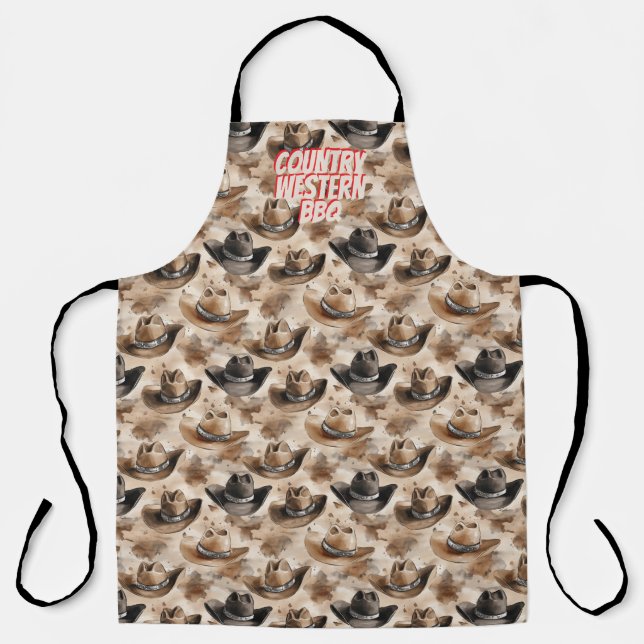 Delantal Cowboy Hats Country Western BBQ (Anverso)
