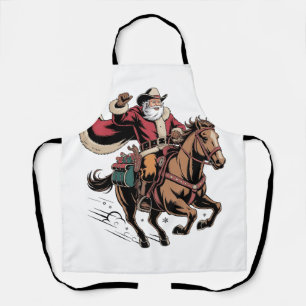 Delantal Cowboy Santa Claus montando a caballo Navidad
