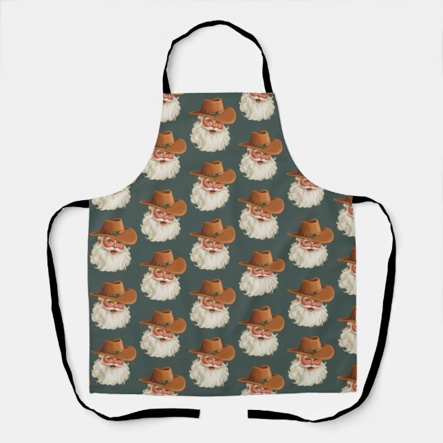 Delantal Cowboy Vintage Santa Funny Retro Western (Anverso)