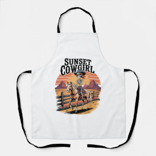 Delantal Cowgirl Skeleton Montando Caballo
