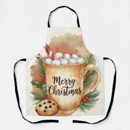 Delantal Cozy cocoa merry Christmas cookie holly festive