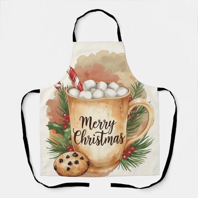 Delantal Cozy cocoa merry Christmas cookie holly festive (Anverso)