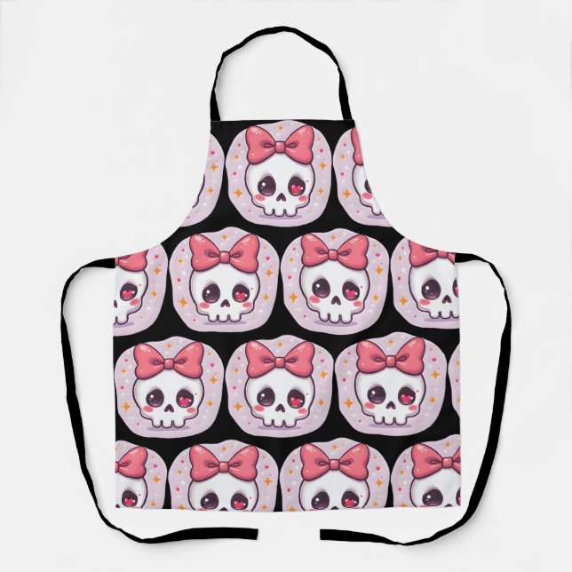 Delantal Cráneo de Goth Pastel con Lazo (Anverso)