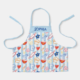 Delantal Crayon Kitchen Doodle Retro Cooking Pattern