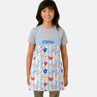 Delantal Crayon Kitchen Doodle Retro Cooking Pattern