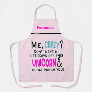 Delantal Crazy Unicorn cita humor de cocina femenina