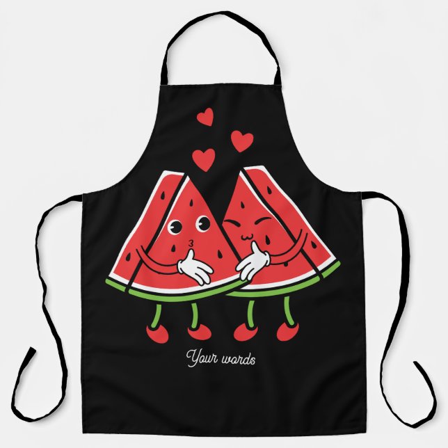 Delantal Crea tu propia pareja de sandías enamoradas (Anverso)