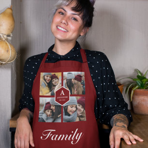 Delantal Crea tu propio collage de fotos familiares rojo os