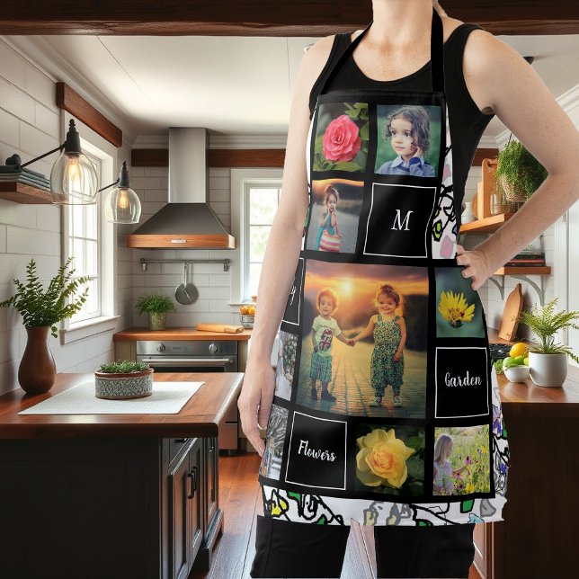 Delantal Crea tu propio protector de jardín de collage de f (Create your own family, garden, photo collage garden apron. You can add your own beautiful photos.)
