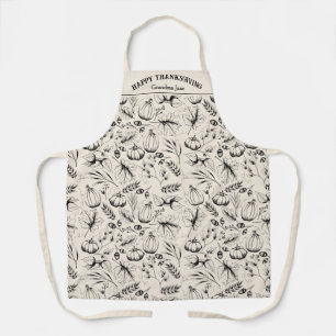 Delantal Cream Happy Thankding Fall Harvest Personalizado