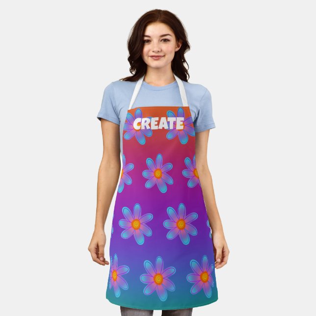 Delantal CREAR Apron con flores de arcoiris (Gastado)