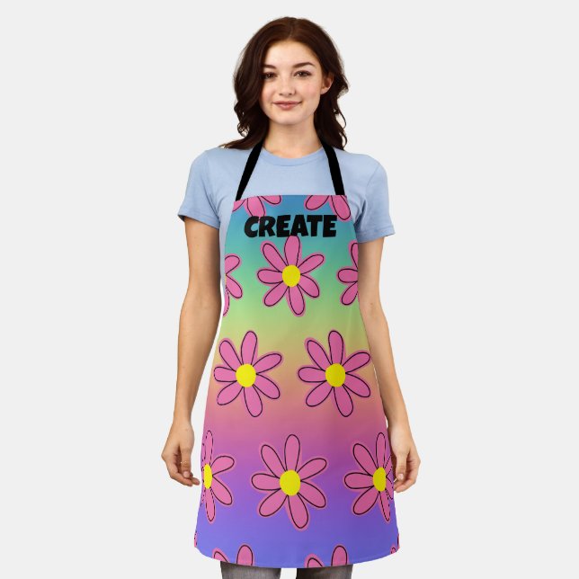 Delantal CREAR Apron con flores de arcoiris (Gastado)