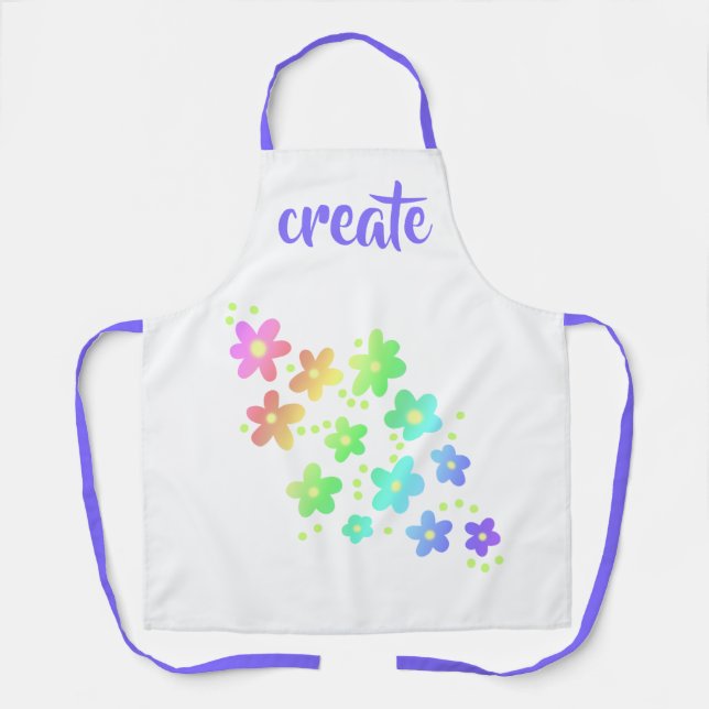Delantal Crear Apron con flores de arcoiris (Anverso)