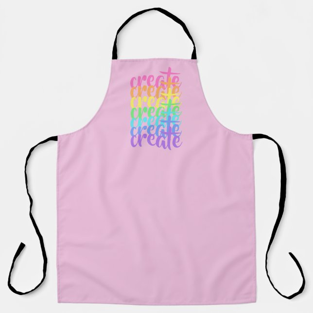 Delantal "Crear" palabras arcoiris en Apron (Anverso)