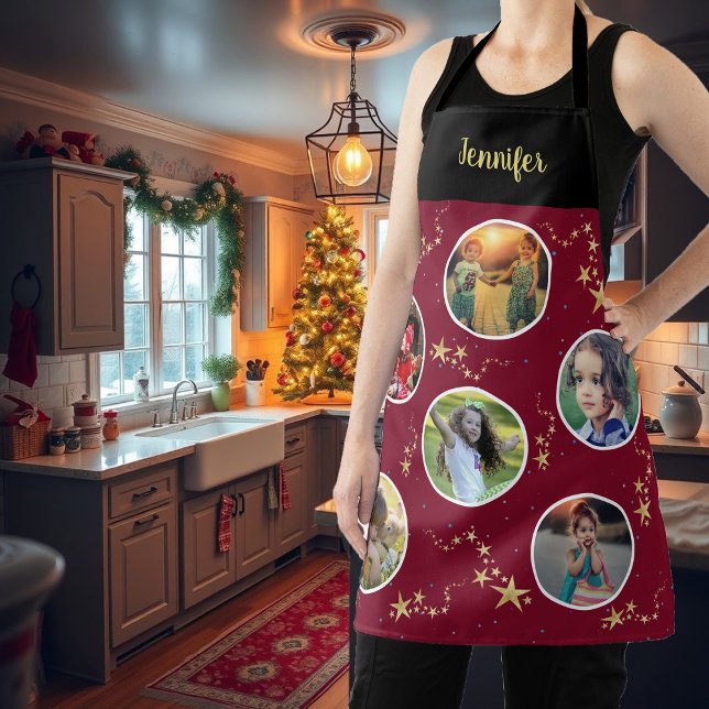 Delantal Crear su propio monograma de Navidades de collage  (Create your own photo collage Christmas monogrammed  Apron. Very personal and unique apron.)