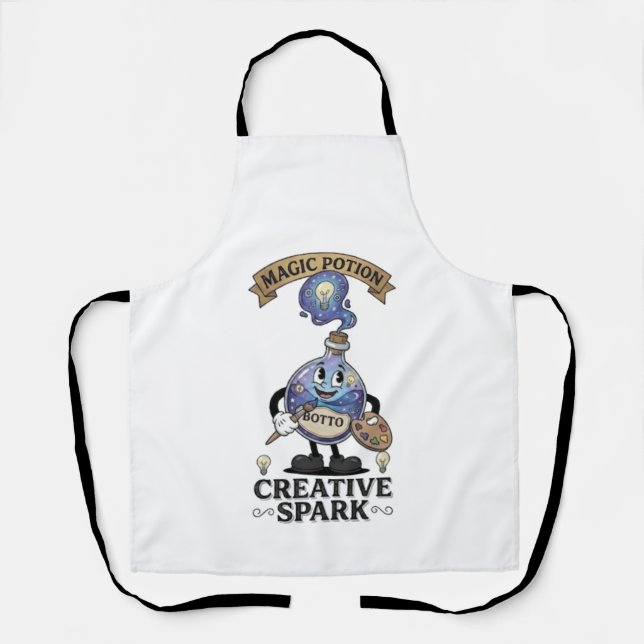 Delantal Creative Spark Magic Potion Retro Artist Mascot (Anverso)