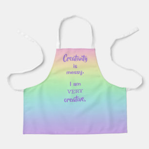 Delantal Creatividad es aburrida, arcoiris divertida, los n