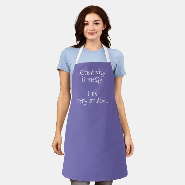 Delantal Creatividad es aburrido Periwinkle Purple Funny Ap (Gastado)