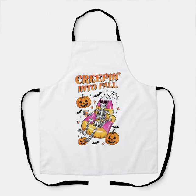 Delantal Creepin retro en Halloween otoñal (Anverso)