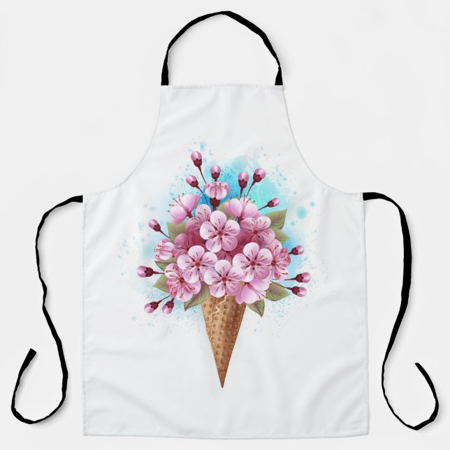 Delantal Crema rosa de hielo Sakura Waffle Cone (Anverso)