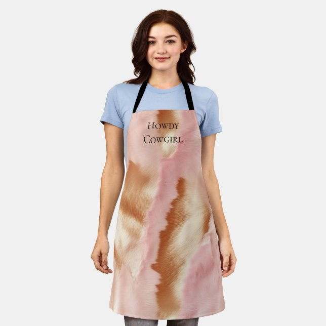 Delantal Crema rosa Tan Piel de vaca de lechera suroeste (Gastado)