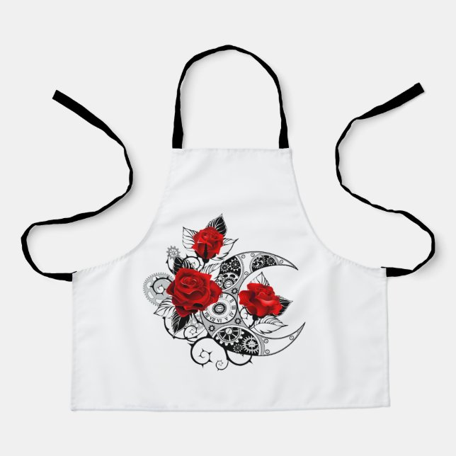 Delantal Crescente Mecánico con Rosas Rojas (Anverso)