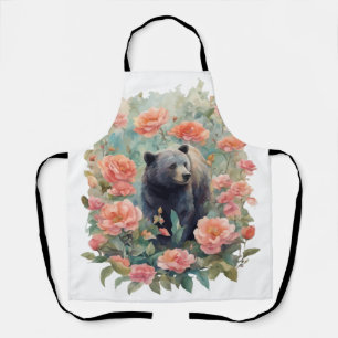 Delantal Cría de oso negro de Alabama rodeada de camelia