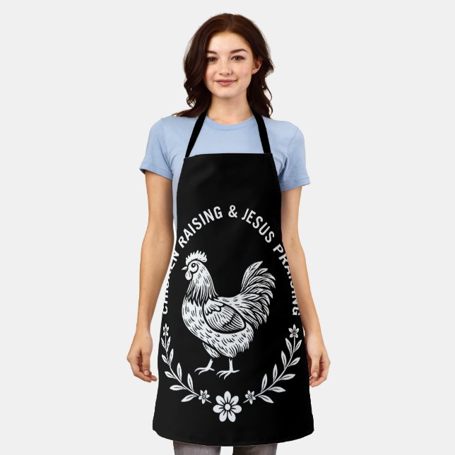 Delantal Crianza de pollo y alabanzas a Jesús (Gastado)