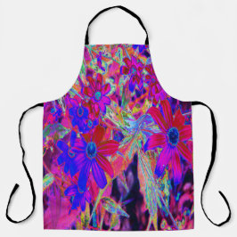 Delantal Crimson psicodélico retro y flores silvestres mage