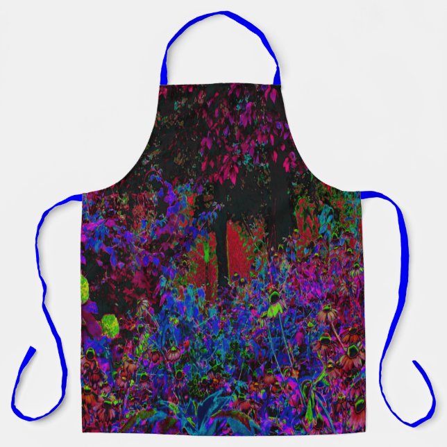 Delantal Crimson Psicodélico Rojo y Amanecer del Jardín Neg (Anverso)