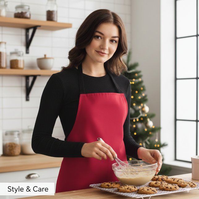 Delantal Crimson Red Kitchen Apron with Elegant Flair (Crimson Red Kitchen Apron with Elegant Flair)