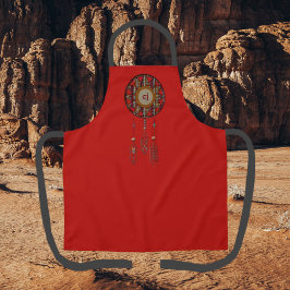 Delantal Crimson Red Monograman Apron con Dreamcatcher