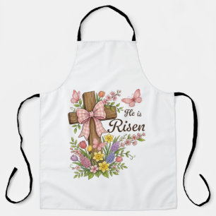 Delantal Cristianismo- Él ha resucitado Cruz floral Religio