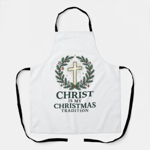 Delantal Cristo es mi tradición de Navidad Diseño de cruz v