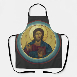 Delantal Cristo Pantocrátor bizantino Arte de mosaico redon