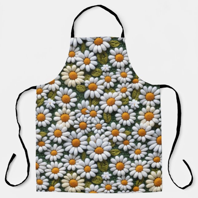 Delantal Crochet White Daisies Spring Wildflowers (Anverso)