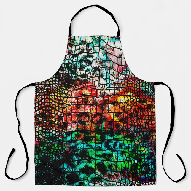 Delantal Crocodile and leopard pattern with colorful abstra (Anverso)