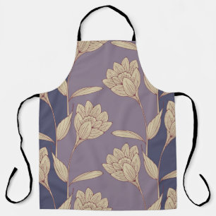 Delantal Crocus floral retro: fondo de pantalla azul malva