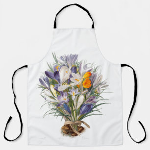 Delantal Crocus Spring Flower Botanical Floral Art