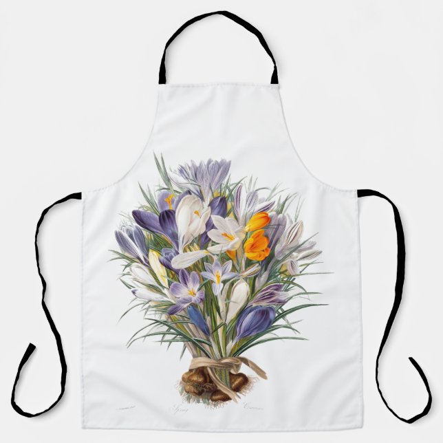Delantal Crocus Spring Flower Botanical Floral Art (Anverso)