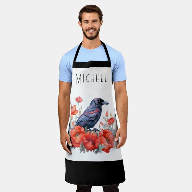 Delantal Crows Bird Crow Lover Flower Apron (Gastado)