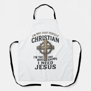 Delantal Cruz Cristiana Corona de Espinas Camiseta de Fe Vi