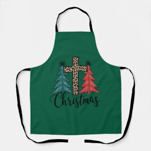 Delantal Cruz de leopardo árboles de Navidad cristianos 