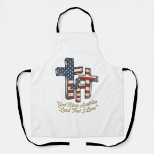 Delantal Cruz Patriótica Dios Bendiga América Diseño de Cam