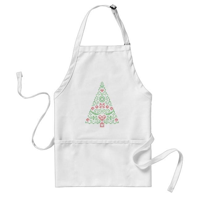 Delantal cruzado del árbol de navidad de la (Frente)