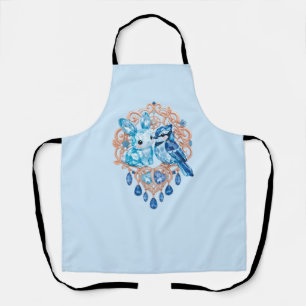 Delantal Crystal Blue Bunny and Blue Jay Heart