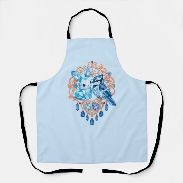 Delantal Crystal Blue Bunny and Blue Jay Heart (Anverso)