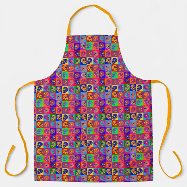 Delantal Cuadrados de cráneo de azúcar (Anverso)