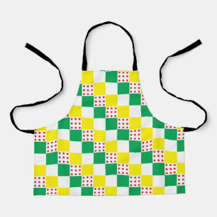 Delantal Cuadrados de puntos polka amarillos, verdes, blanc